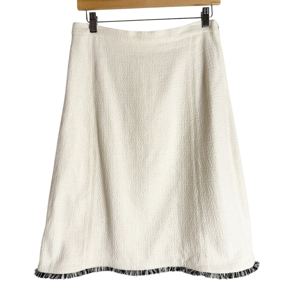 MaxMara Weekend Cream Tweed A-Line Knee Length Skirt Size 8